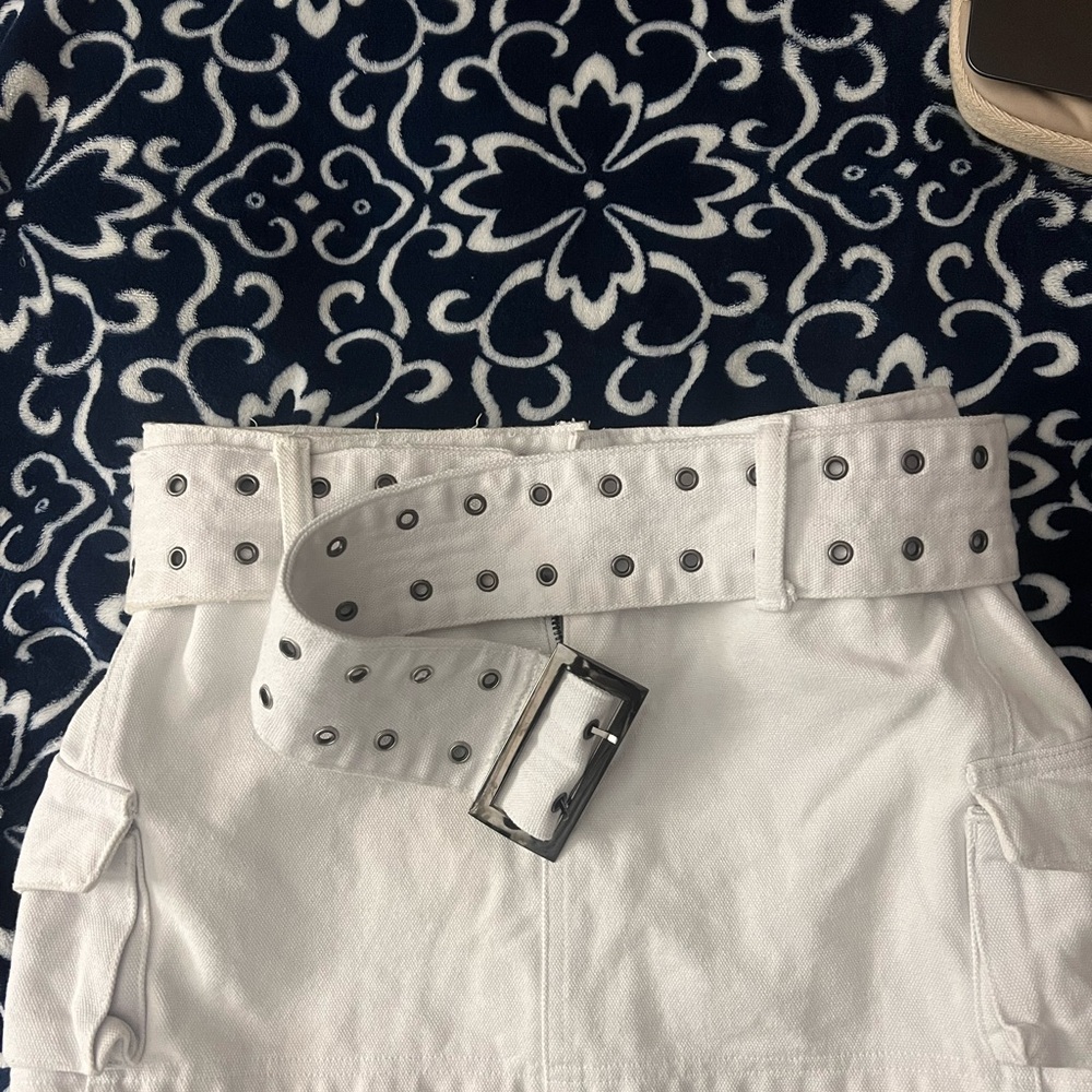 Princess Polly White Mini Cargo skirt